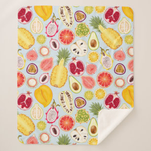 Tropisch Fruit Sherpa Blanket Deken