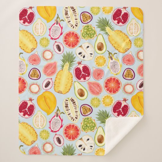 Tropisch Fruit Sherpa Blanket Deken (Voorkant)