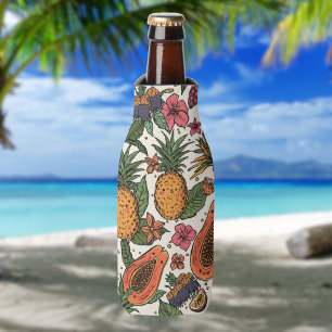 Tropisch Fruit Team   Schattig Retro Ananas Papaja Flesjeskoeler