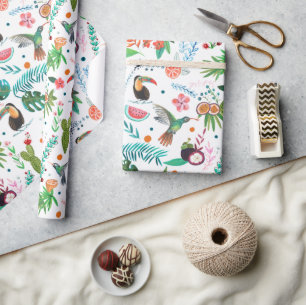 tropisch fruit & vogels cadeaupapier