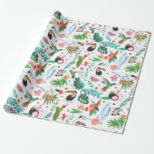 tropisch fruit & vogels cadeaupapier (Uitgerold)
