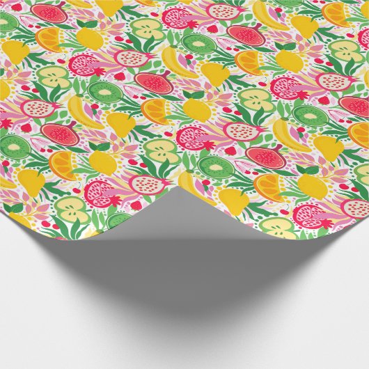 Tropisch fruit Waterverf zomerpatroon Cadeaupapier (Hoek)