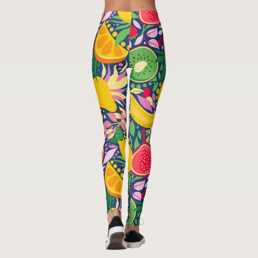 Tropisch fruit Waterverf zomerpatroon Leggings (Achterkant)