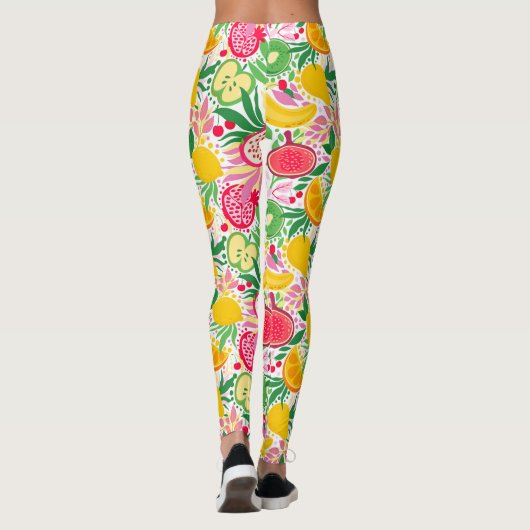 Tropisch fruit Waterverf zomerpatroon Leggings (Achterkant)