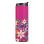 Tropisch Fruit & Wildflowers Botanisch Roze Thermosbeker (Gedraaid links)