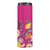 Tropisch Fruit & Wildflowers Botanisch Roze Thermosbeker (Achterkant)