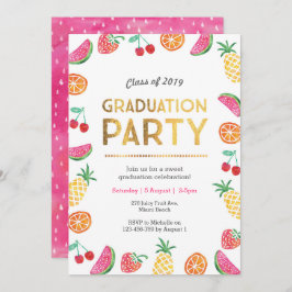 Tropisch Fruitig Kinder Afstudeerfeest Uitnodiging