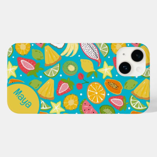 Tropisch fruitpatroon gepersonaliseerd Case-Mate iPhone case (Achterkant (horizontaal))