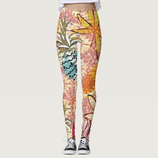 tropisch fruitpatroon leggings (Voorkant)