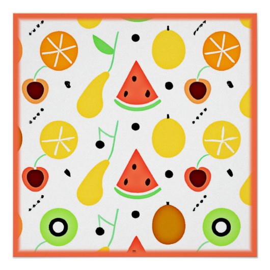 Tropisch Fruitpatroon Ontwerp Perfect Poster (Voorkant)