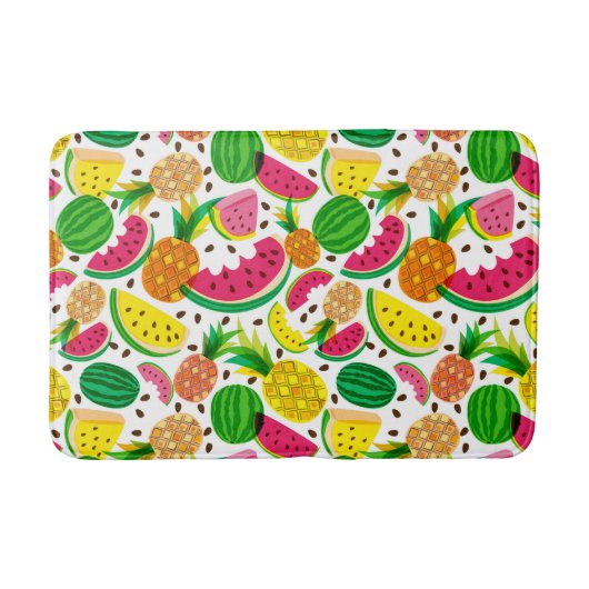 Tropisch fruitpatroon, rood en geel badmat (Voorkant)