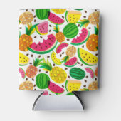 Tropisch fruitpatroon, rood en geel blikjeskoeler (Voorkant)