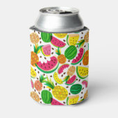 Tropisch fruitpatroon, rood en geel blikjeskoeler (Blikje Achterkant)