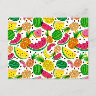 Tropisch fruitpatroon, rood en geel briefkaart