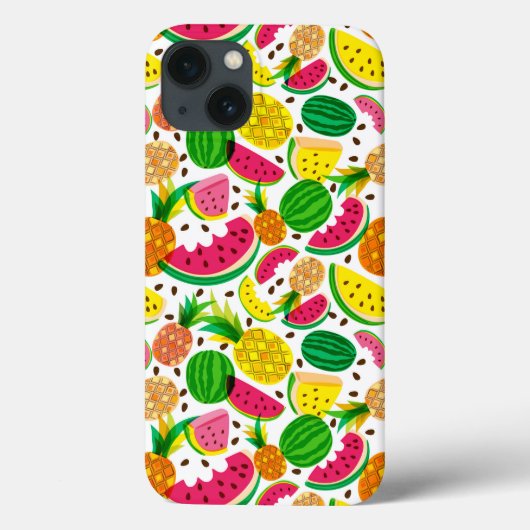 Tropisch fruitpatroon, rood en geel Case-Mate iPhone case (Achterkant)