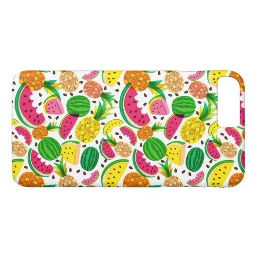 Tropisch fruitpatroon, rood en geel Case-Mate iPhone case (Achterkant (Horizontaal))