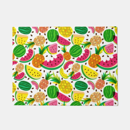 Tropisch fruitpatroon, rood en geel deurmat (Voorkant)