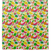 Tropisch fruitpatroon, rood en geel douchegordijn (Voorkant)