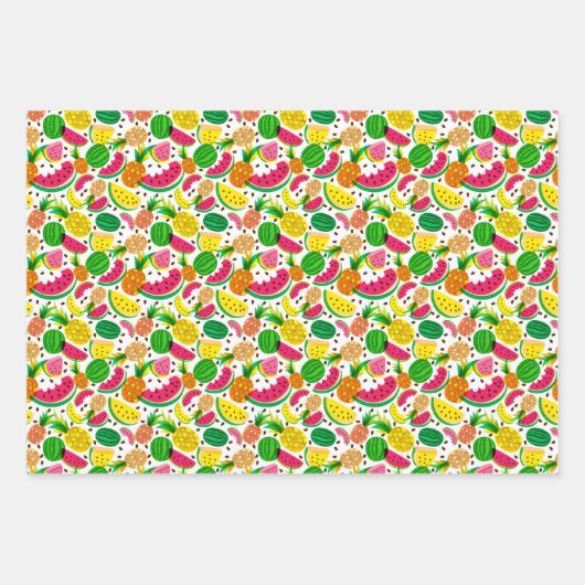 Tropisch fruitpatroon, rood en geel inpakpapier vel (Voorkant 2)