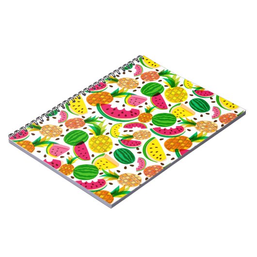 Tropisch fruitpatroon, rood en geel notitieboek (Linkerzijde)