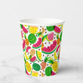 Tropisch fruitpatroon, rood en geel papieren bekers (Rechts)