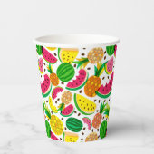 Tropisch fruitpatroon, rood en geel papieren bekers (Voorkant)