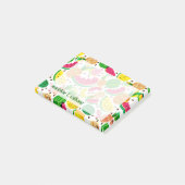 Tropisch fruitpatroon, rood en geel post-it® notes (Schuin)