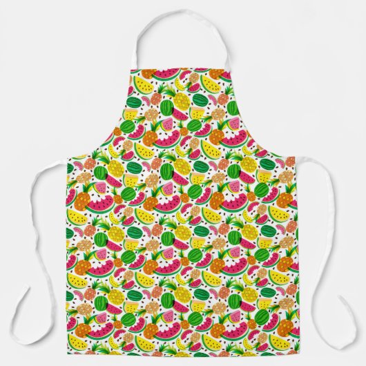 Tropisch fruitpatroon, rood en geel schort (Voorkant)