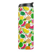 Tropisch fruitpatroon, rood en geel thermosbeker (Gedraaid links)