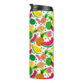 Tropisch fruitpatroon, rood en geel thermosbeker (Geroteerd rechts)