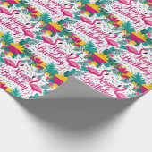 Tropisch Fun Flamingo Verjaardag Ontwerp Cadeaupapier (Hoek)