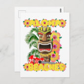 Tropisch Funny Aloha strandt Hawaiian Tiki Briefkaart (Voorkant / Achterkant)