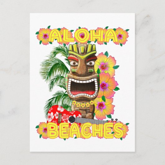 Tropisch Funny Aloha strandt Hawaiian Tiki Briefkaart (Voorkant)