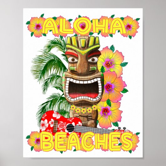 Tropisch Funny Aloha strandt Hawaiian Tiki Poster (Voorkant)
