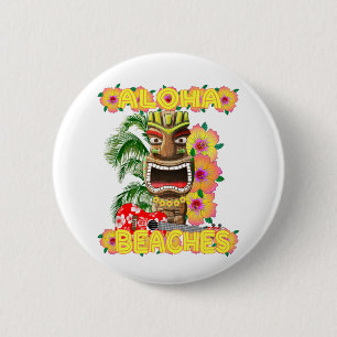 Tropisch Funny Aloha strandt Hawaiian Tiki Ronde Button 5,7 Cm