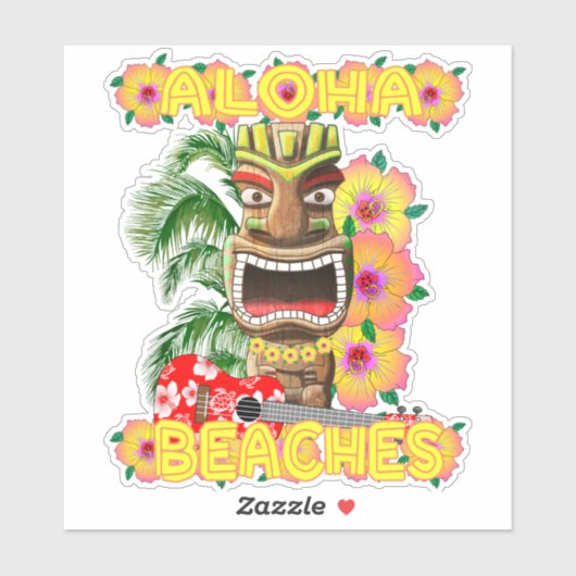 Tropisch Funny Aloha strandt Hawaiian Tiki Sticker (Vel)