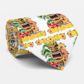 Tropisch Funny Aloha strandt Hawaiian Tiki Stropdas (Opgerold)