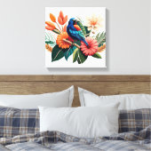 Tropisch gebaar: een levendige fusie van Flora Canvas Afdruk (Insitu (Slaapkamer))