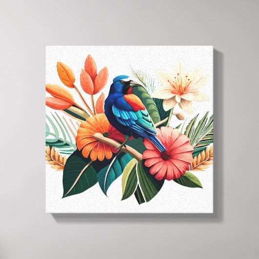 Tropisch gebaar: een levendige fusie van Flora Canvas Afdruk (Voorkant)