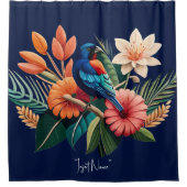 Tropisch gebaar: een levendige fusie van Flora Douchegordijn (Voorkant)