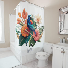 Tropisch gebaar: een levendige fusie van Flora Douchegordijn