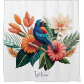 Tropisch gebaar: een levendige fusie van Flora Douchegordijn (Voorkant)