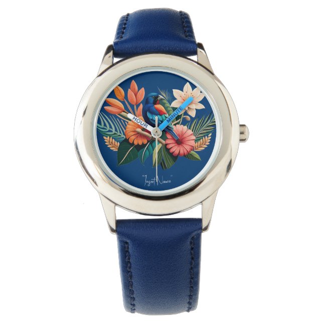 Tropisch gebaar: een levendige fusie van Flora Horloge (Voorkant)