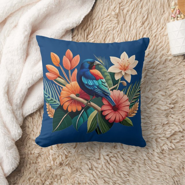 Tropisch gebaar: een levendige fusie van Flora Kussen (Deken)