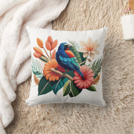 Tropisch gebaar: een levendige fusie van Flora Kussen