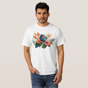 Tropisch gebaar: een levendige fusie van Flora T-shirt