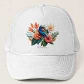 Tropisch gebaar: een levendige fusie van Flora Trucker Pet (Voorkant)