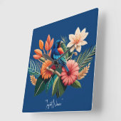 Tropisch gebaar: een levendige fusie van Flora Vierkante Klok (Hoek)