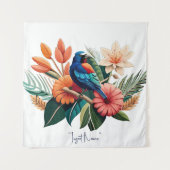 Tropisch gebaar: een levendige fusie van Flora Wandkleed (Voorkant)