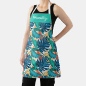 Tropisch gebladerte bladeren bloemendameskoken schort (Insitu)